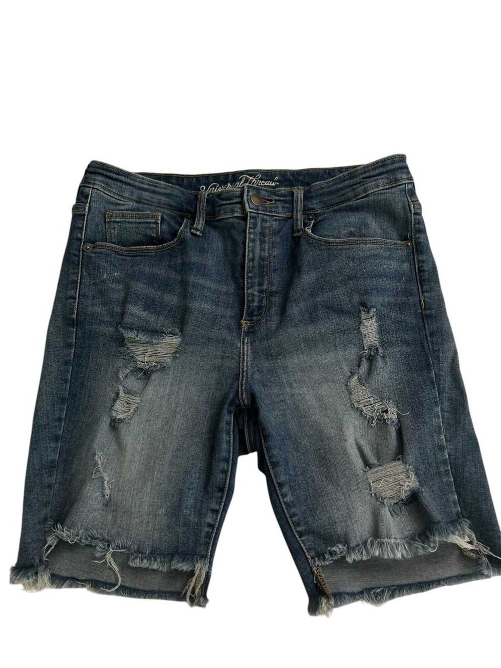 Universal Thread Distressed High-Rise Bermuda Denim Shorts – Size 12 / 31R